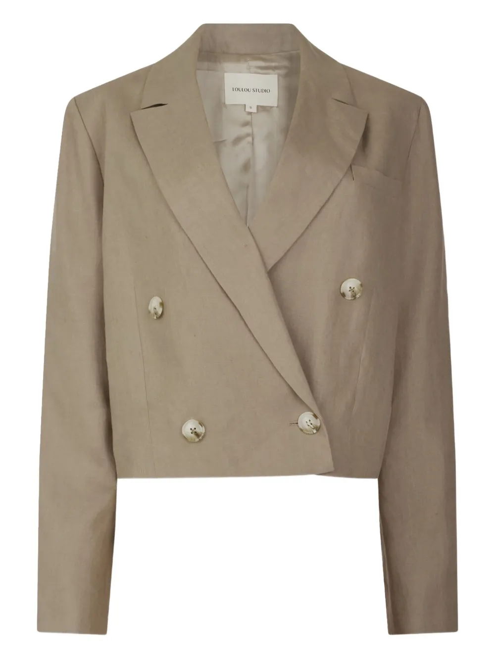 Loulou Studio Chagos Double-breasted Linen Blazer In Brown