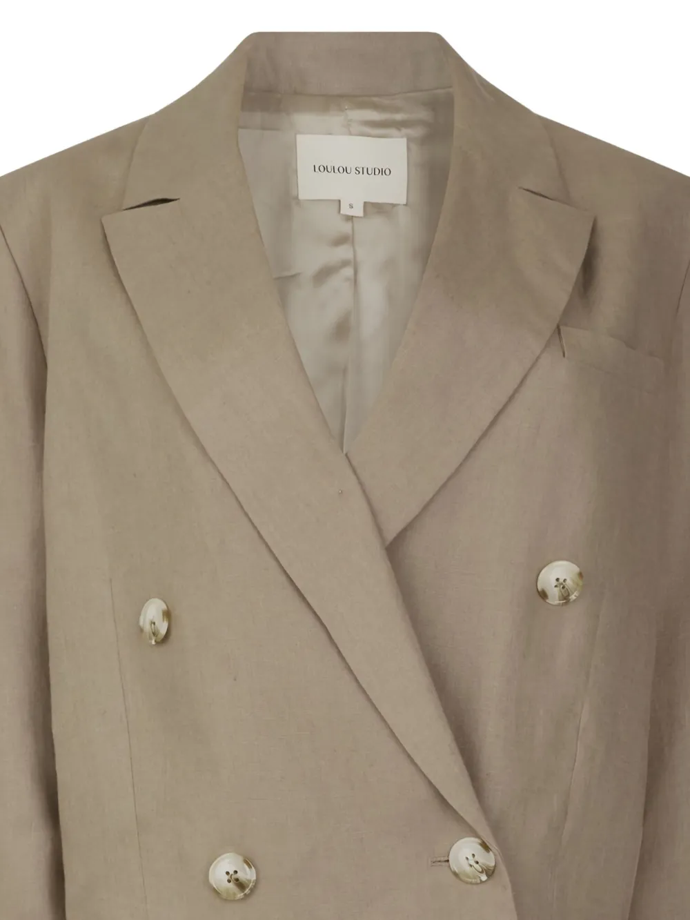Loulou Studio Chagos Double-breasted Linen Blazer In Brown
