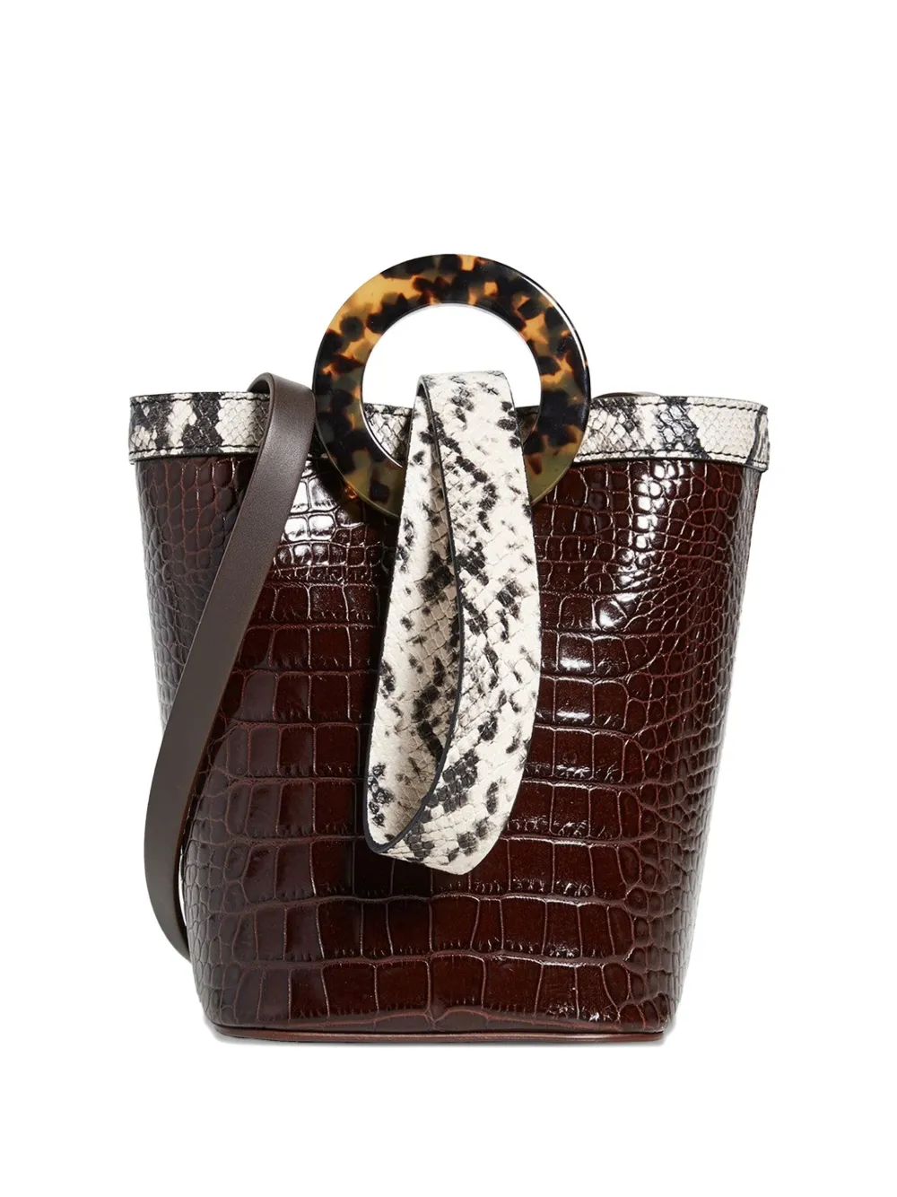 Nico Giani Aurora Crocodile-effect Snake-detail Bucket Bag In Brown