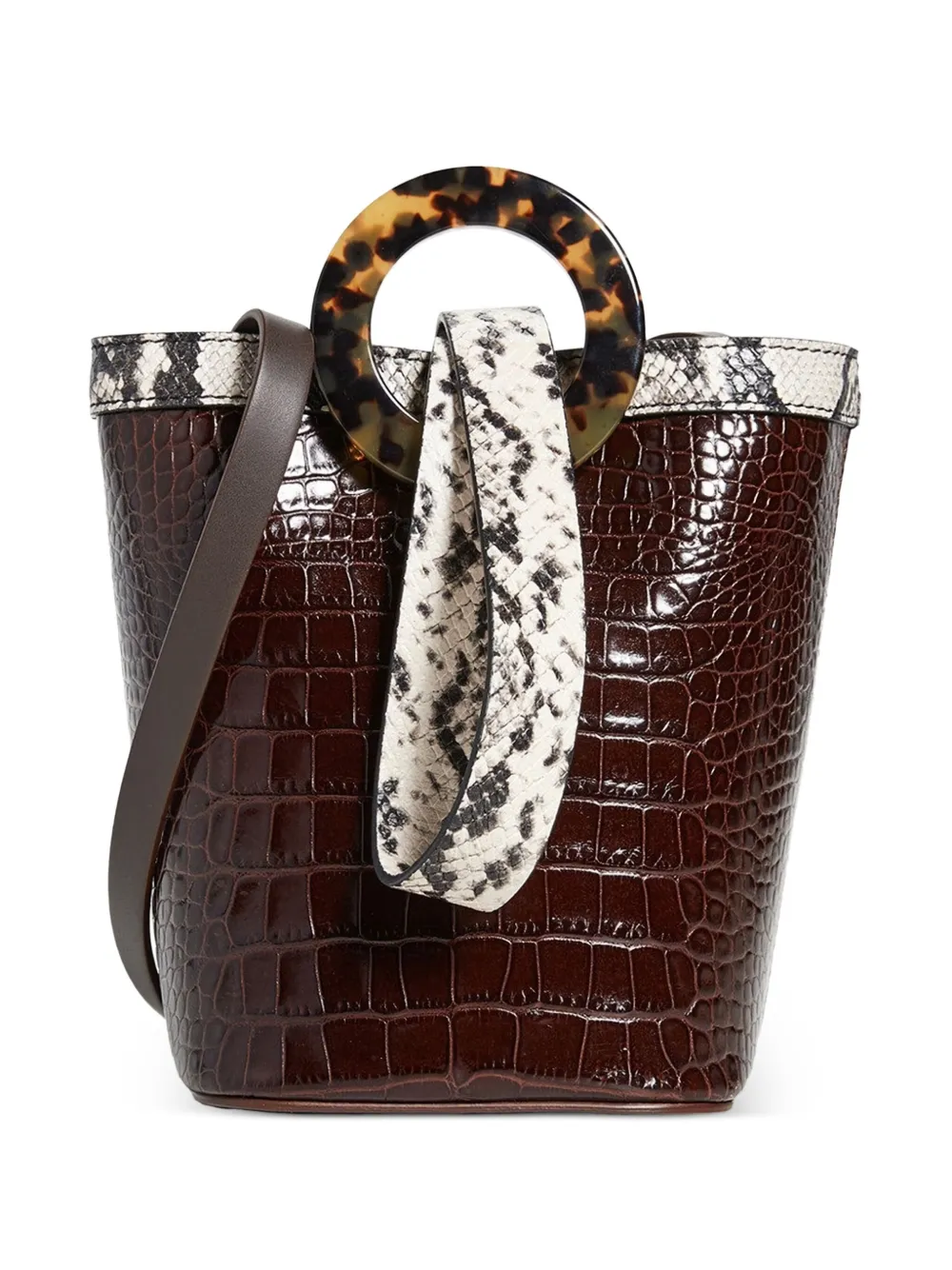 Nico Giani Aurora crocodile-effect snake-detail bucket bag Bruin