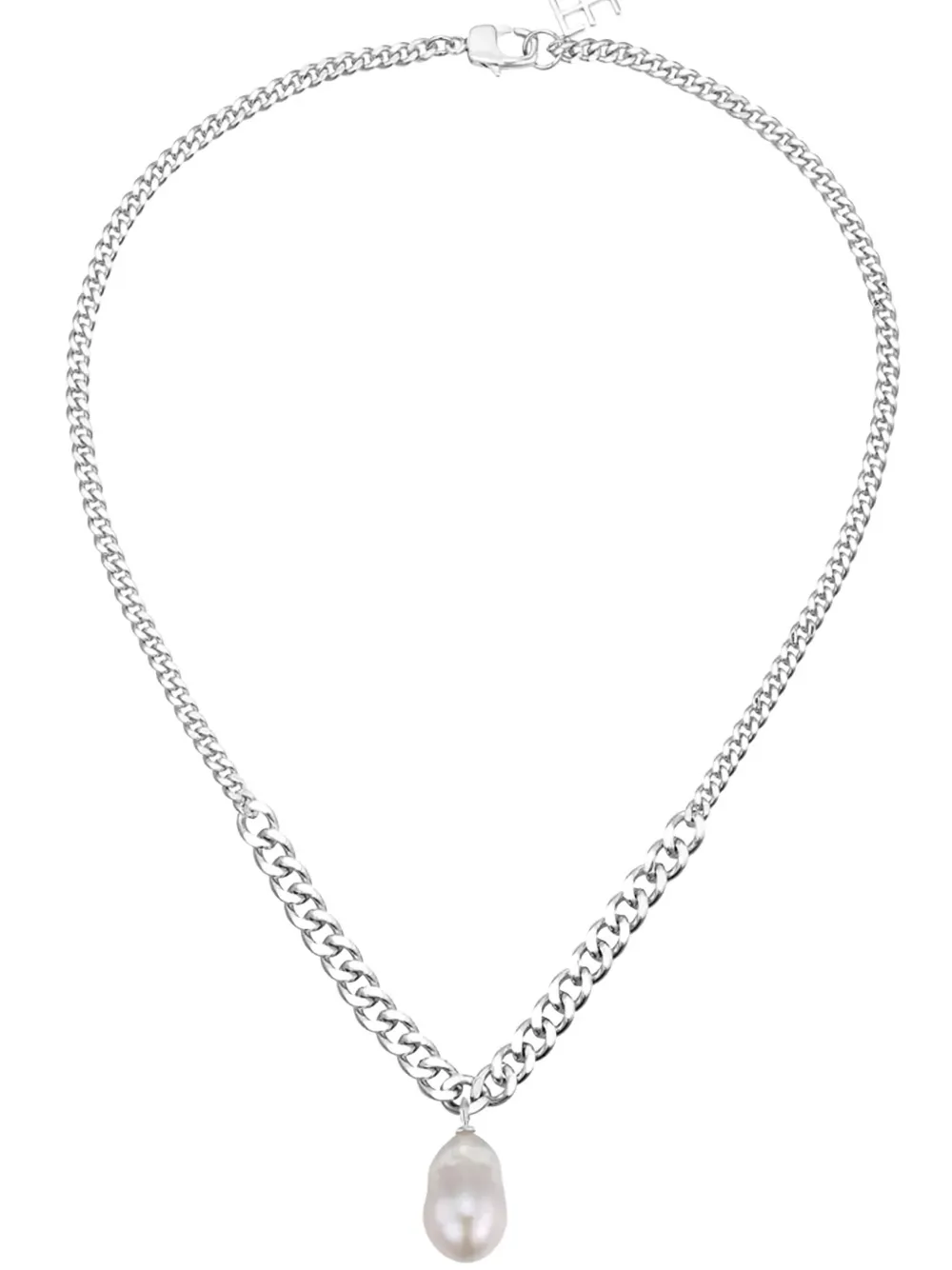 F+H Studios Fierce baroque-pearl curb-chain necklace - Zilver