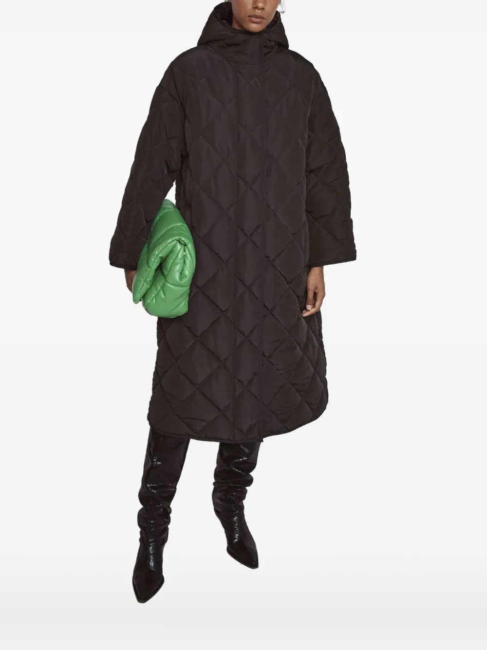 Stand Studio Sue Quilted Hooded Coat In Black
