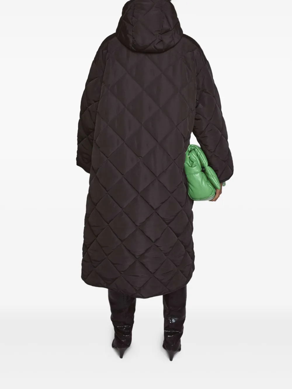 STAND STUDIO Sue quilted hooded coat Zwart