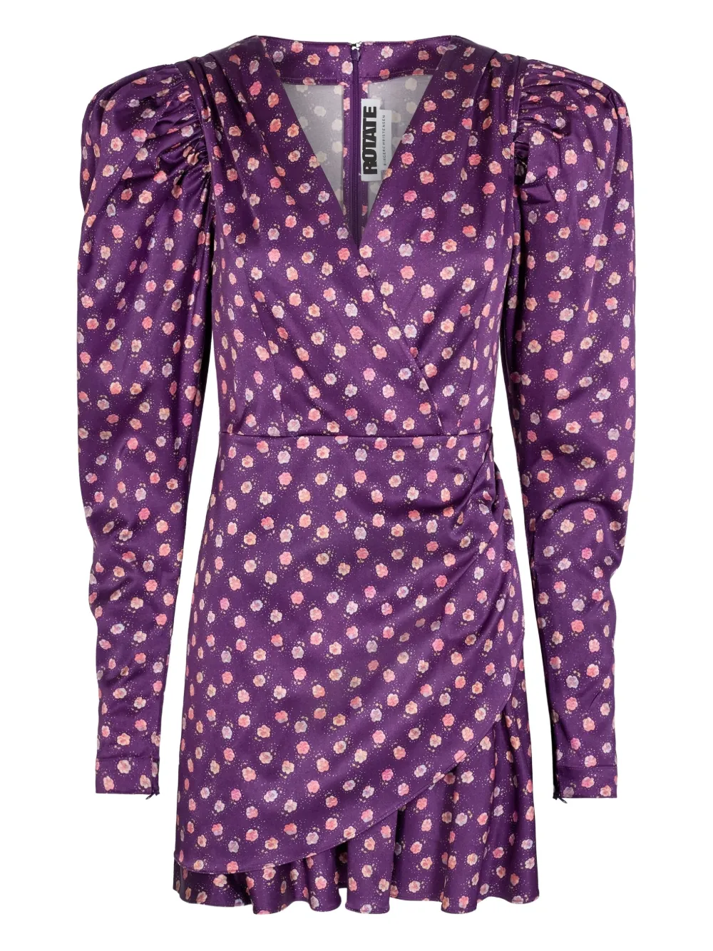 ROTATE BIRGER CHRISTENSEN puff-sleeve floral print mini dress | Purple | Image 1