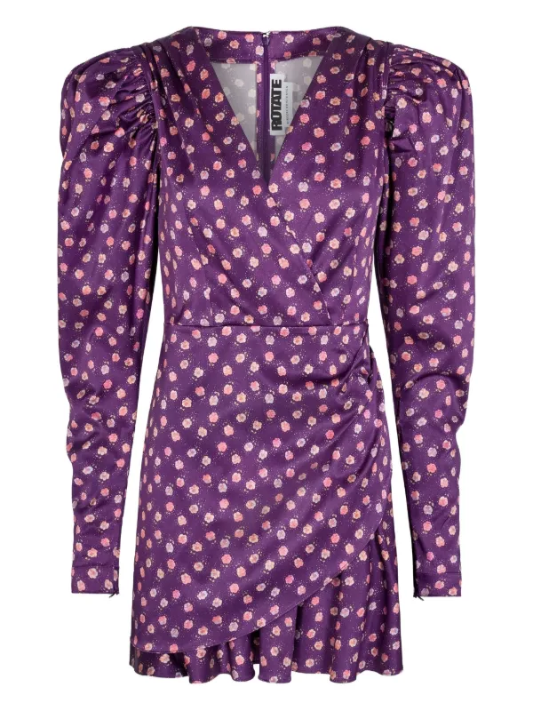 rotate birger christensen purple dress Rotate Birger Christensen Number 1 Gathered Jacquard Mini Dress In Purple