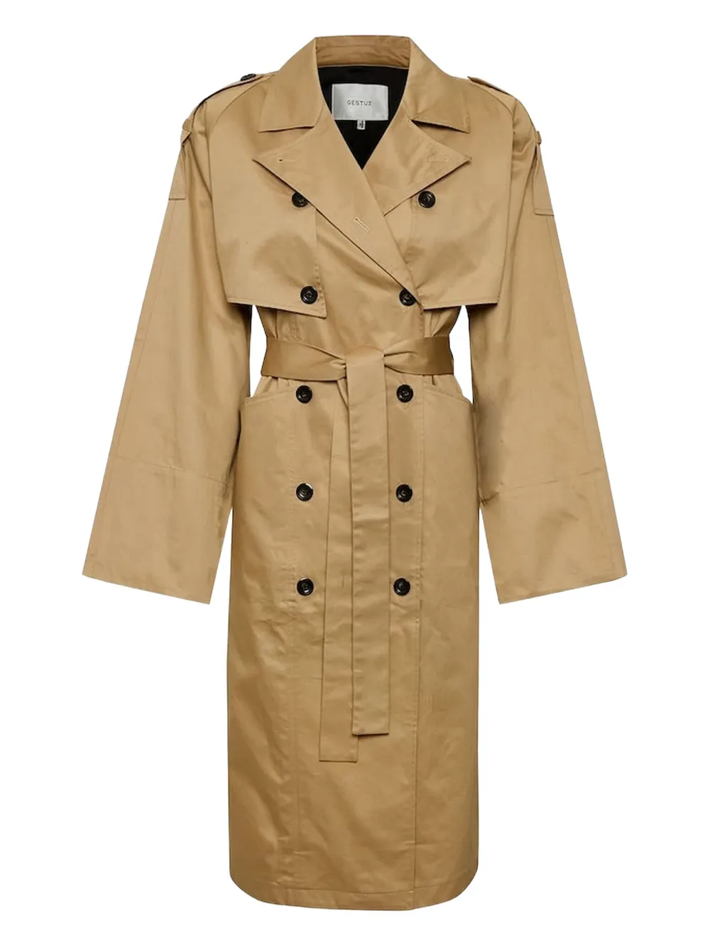 Gestuz Mia double-breasted belted trench coat | Brown | Image 1