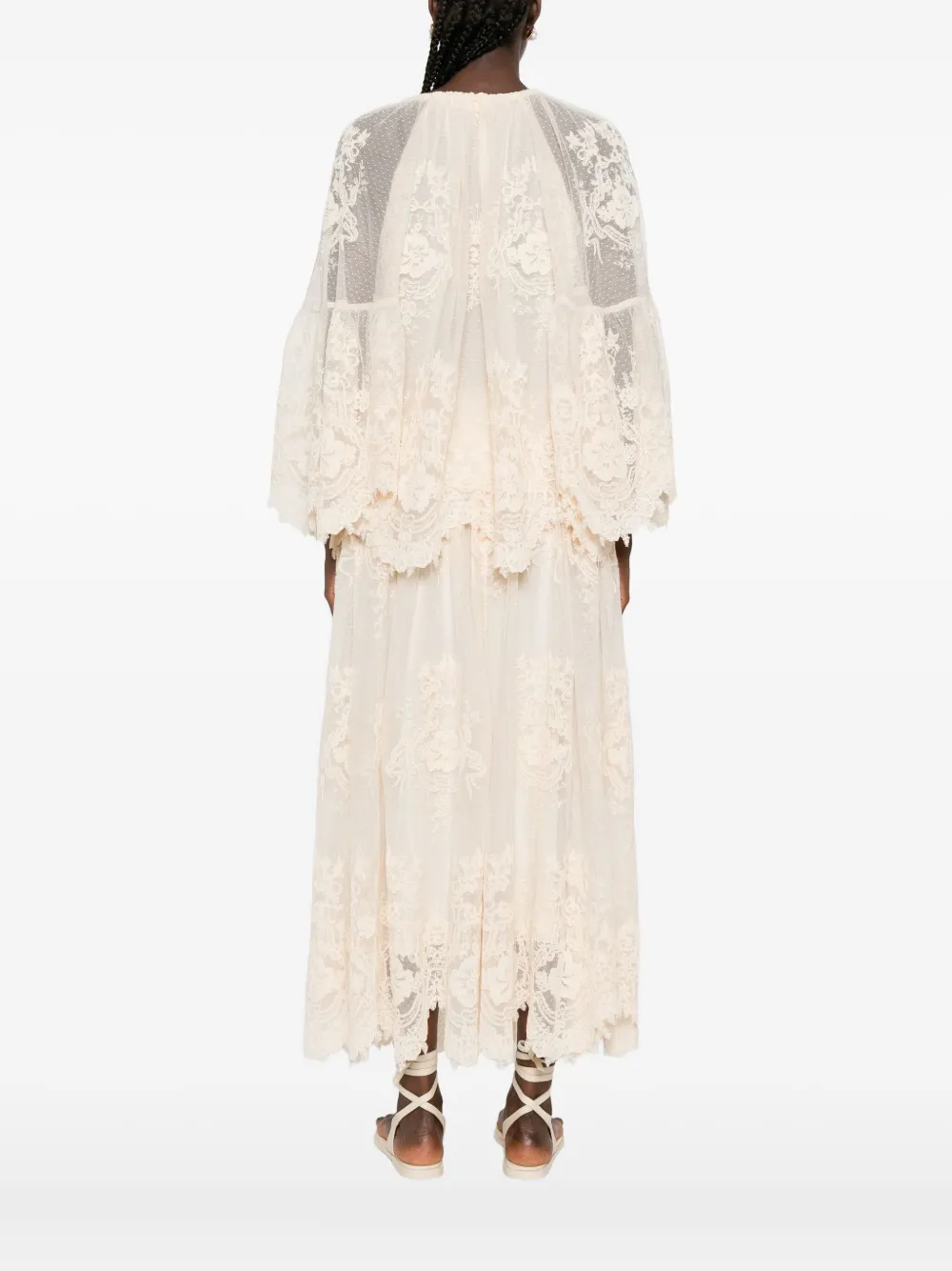 ZIMMERMANN lace-trimmed bell-sleeve blouse Beige