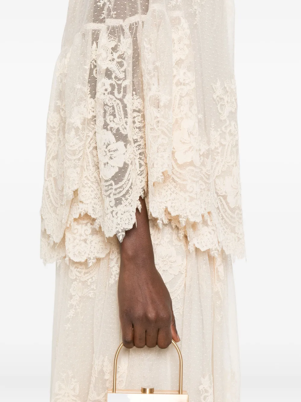 ZIMMERMANN lace-trimmed bell-sleeve blouse Beige
