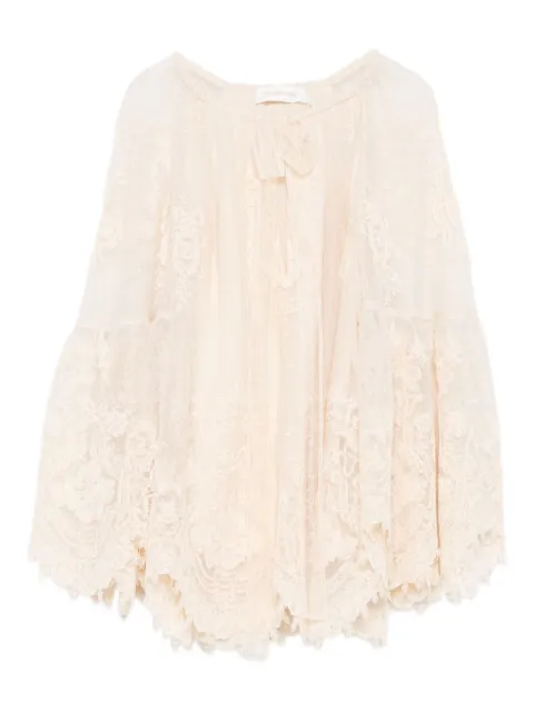 ZIMMERMANN Glockenärmel-Bluse mit Spitzenbesatz