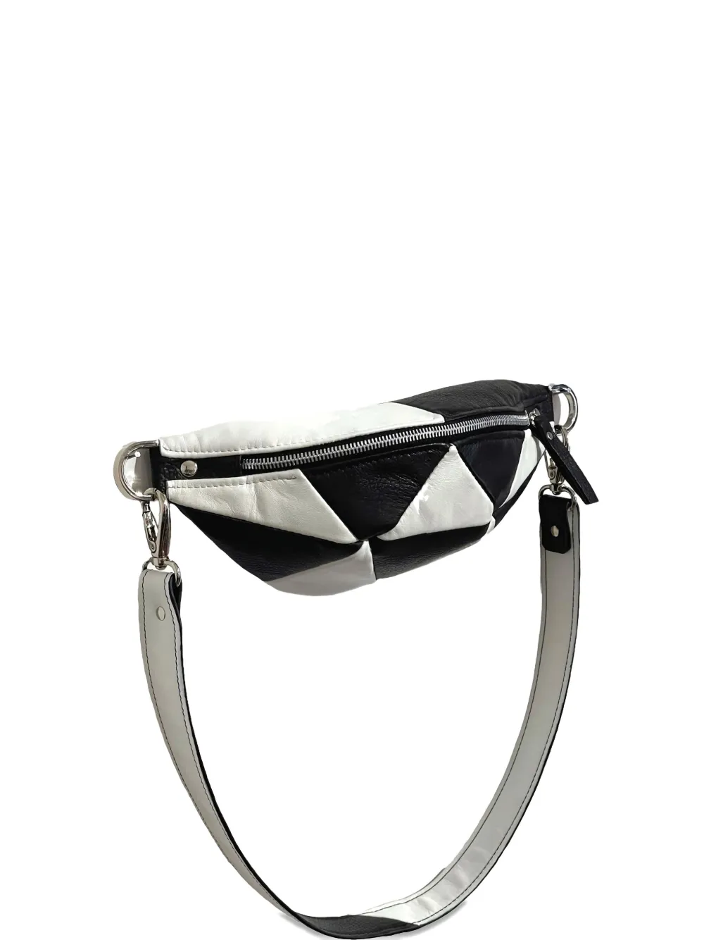 Nasha Panelled Leather Shoulder Bag In Black