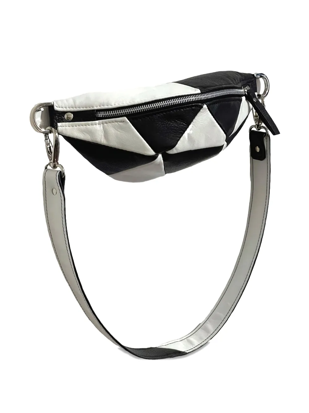 Nasha Panelled Leather Shoulder Bag In Black