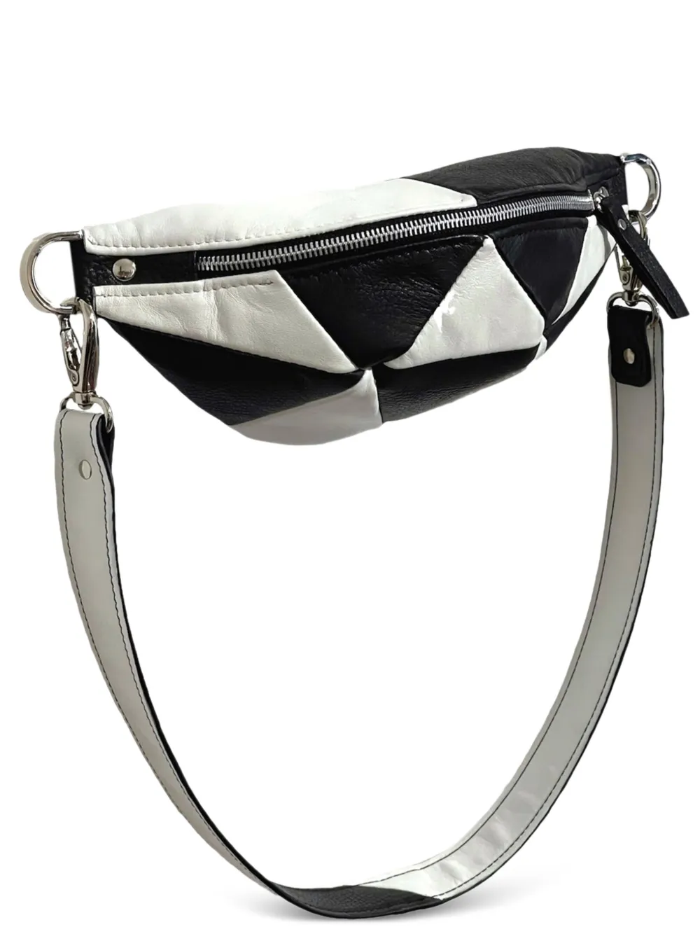 NASHA panelled leather shoulder bag - Nero