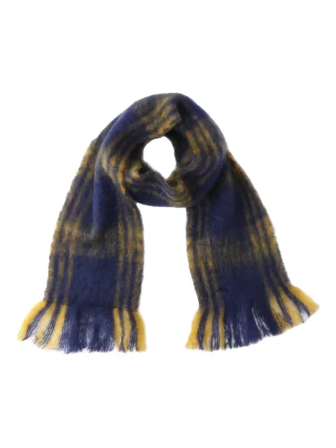 Stone checked-pattern scarf