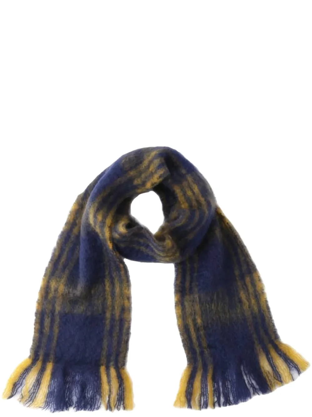 Stone Checked-pattern Scarf In Blue
