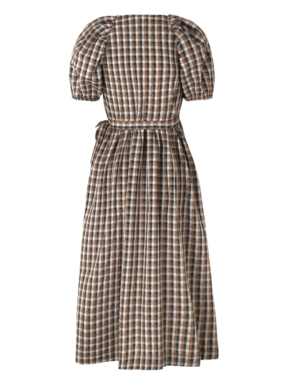 Baum Und Pferdgarten puff-sleeve gingham midi dress Bruin