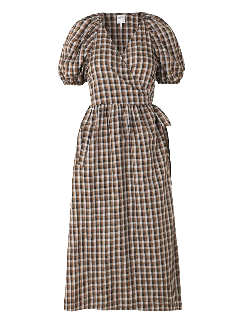 Baum Und Pferdgarten puff-sleeve gingham midi dress Bruin