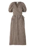 Baum Und Pferdgarten puff-sleeve gingham midi dress - Brown