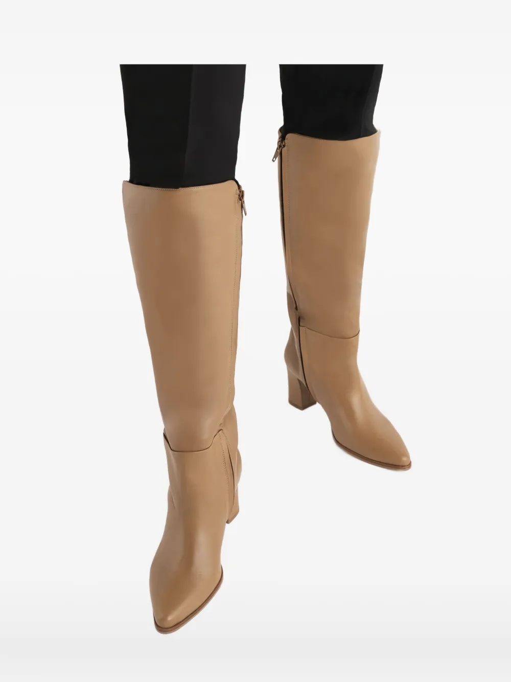 Flattered Tess leren knielaarzen met rits Beige