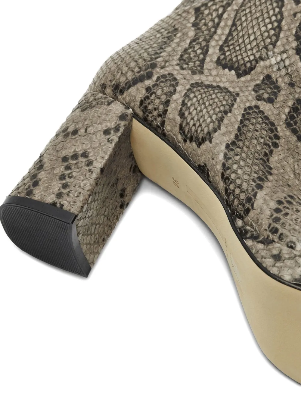 Miista 80mm Carlota Snakeskin-effect Block-heel Boots In Brown