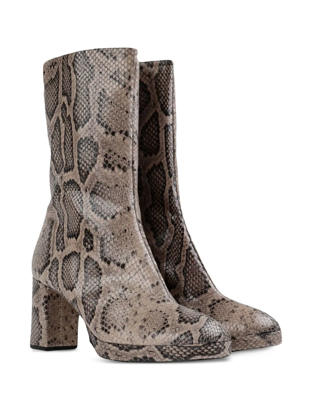 Miista 80mm Carlota Snakeskin-effect Block-heel Boots In Brown