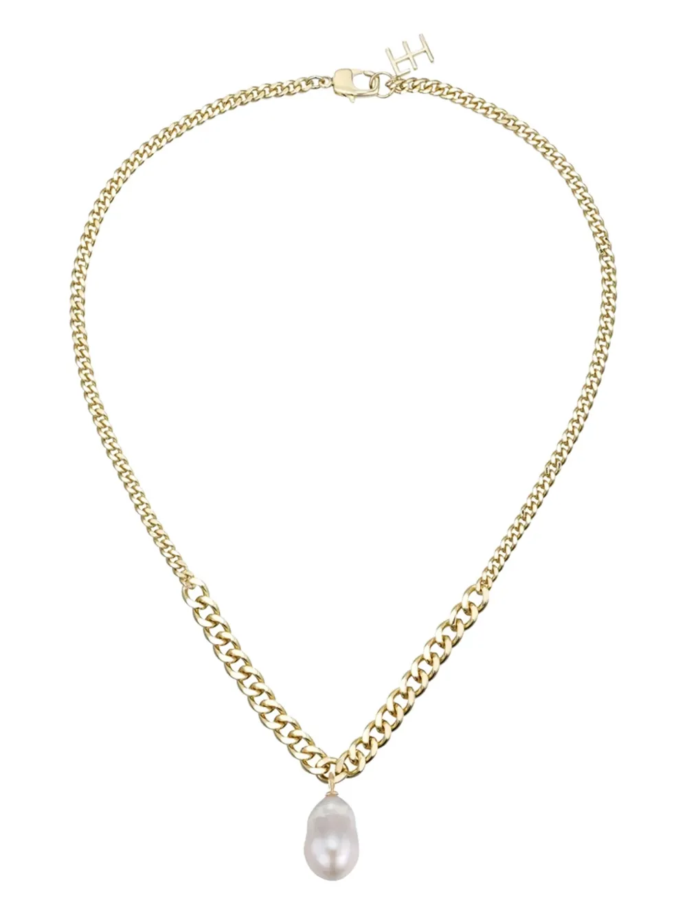 F+H Studios pearl-embellished curb-chain necklace - Oro
