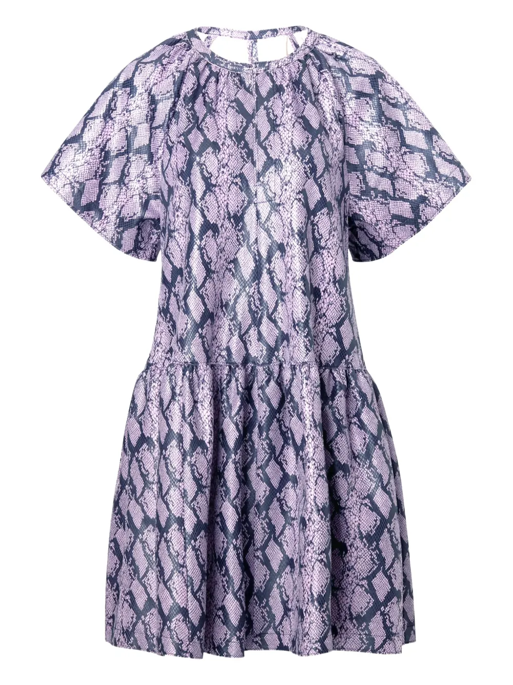 Stand Studio Kaitlyn Snake-print Tiered Mini Dress In Blue