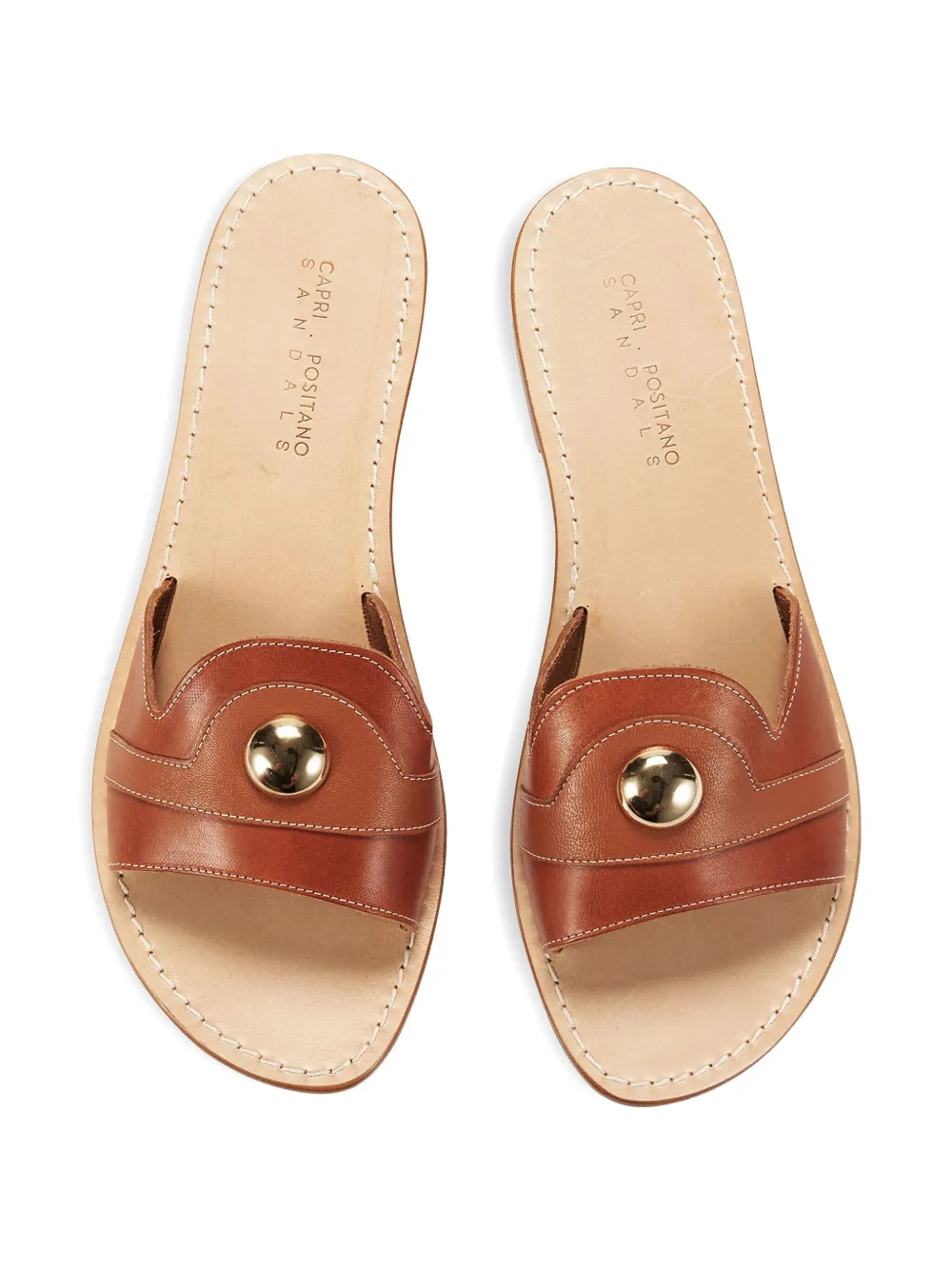 CAPRI POSITANO SANDALS Gallia leather gold-tone stud sandals | Flat Sandals | Image 2