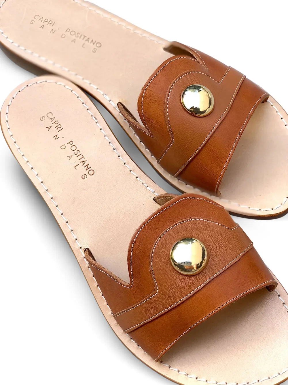 CAPRI POSITANO SANDALS Gallia leather stud sandals Brown