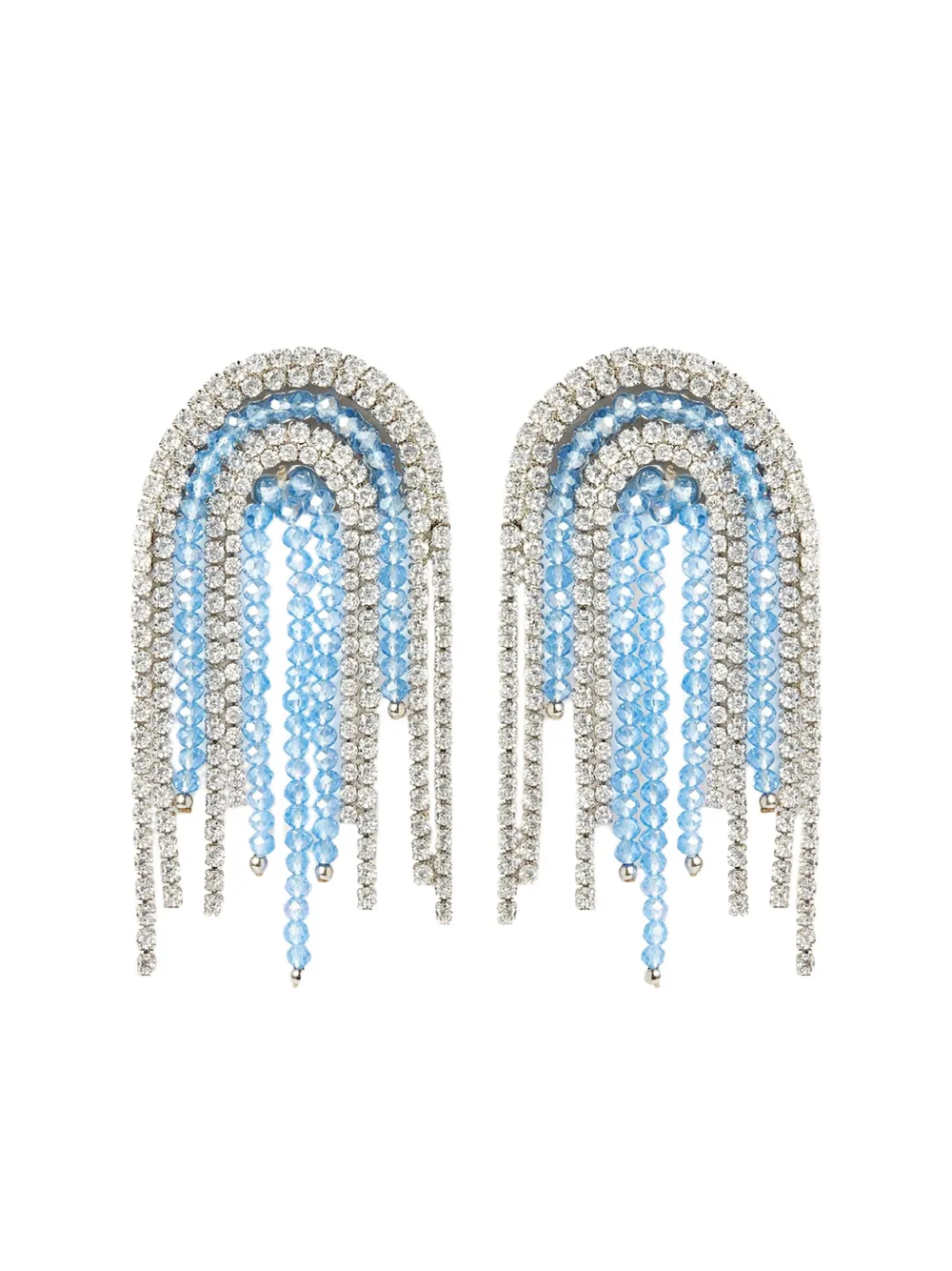 Crystal Haze Santorini Crystal Beaded Fringe Earrings In Metallic