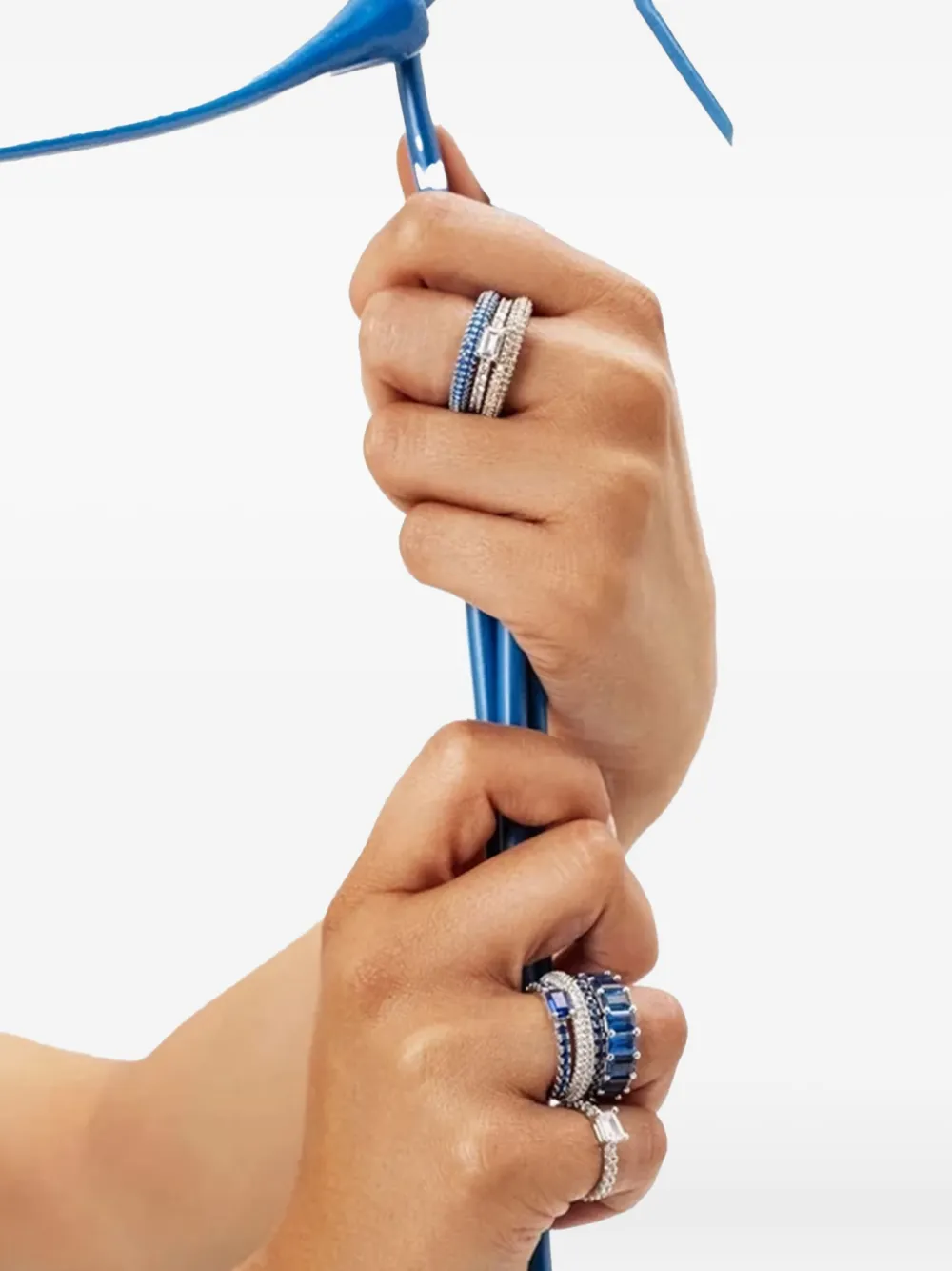 Izabel Display Chunky baguette-emerald ring - Blauw