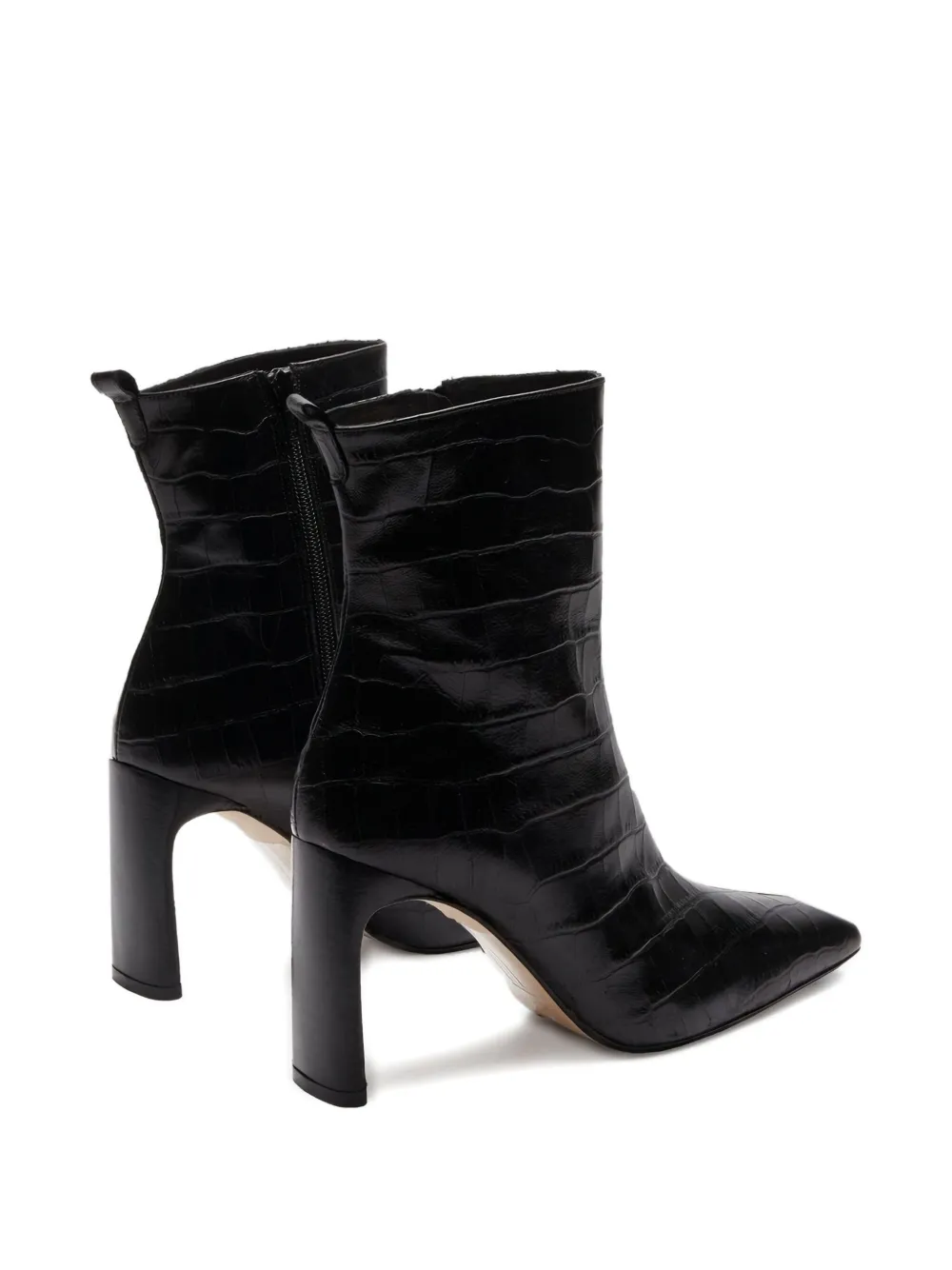 Miista Marcelle Crocodile-effect Square-toe Boots In Black