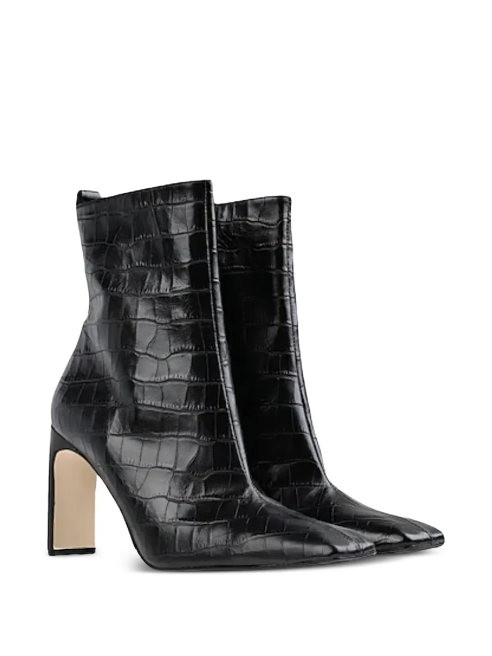 Miista Marcelle Crocodile-effect Square-toe Boots In Black