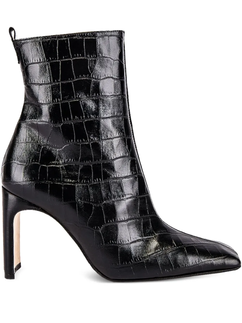 Miista Marcelle Crocodile-effect Square-toe Boots In Black