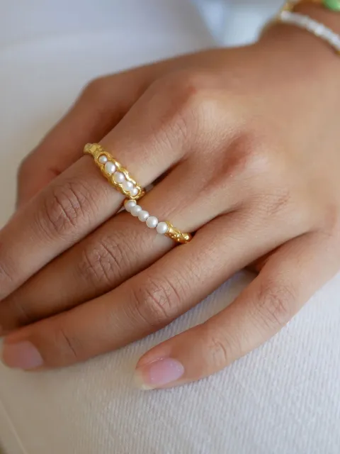 Enamel Copenhagen pearl-embellished ring