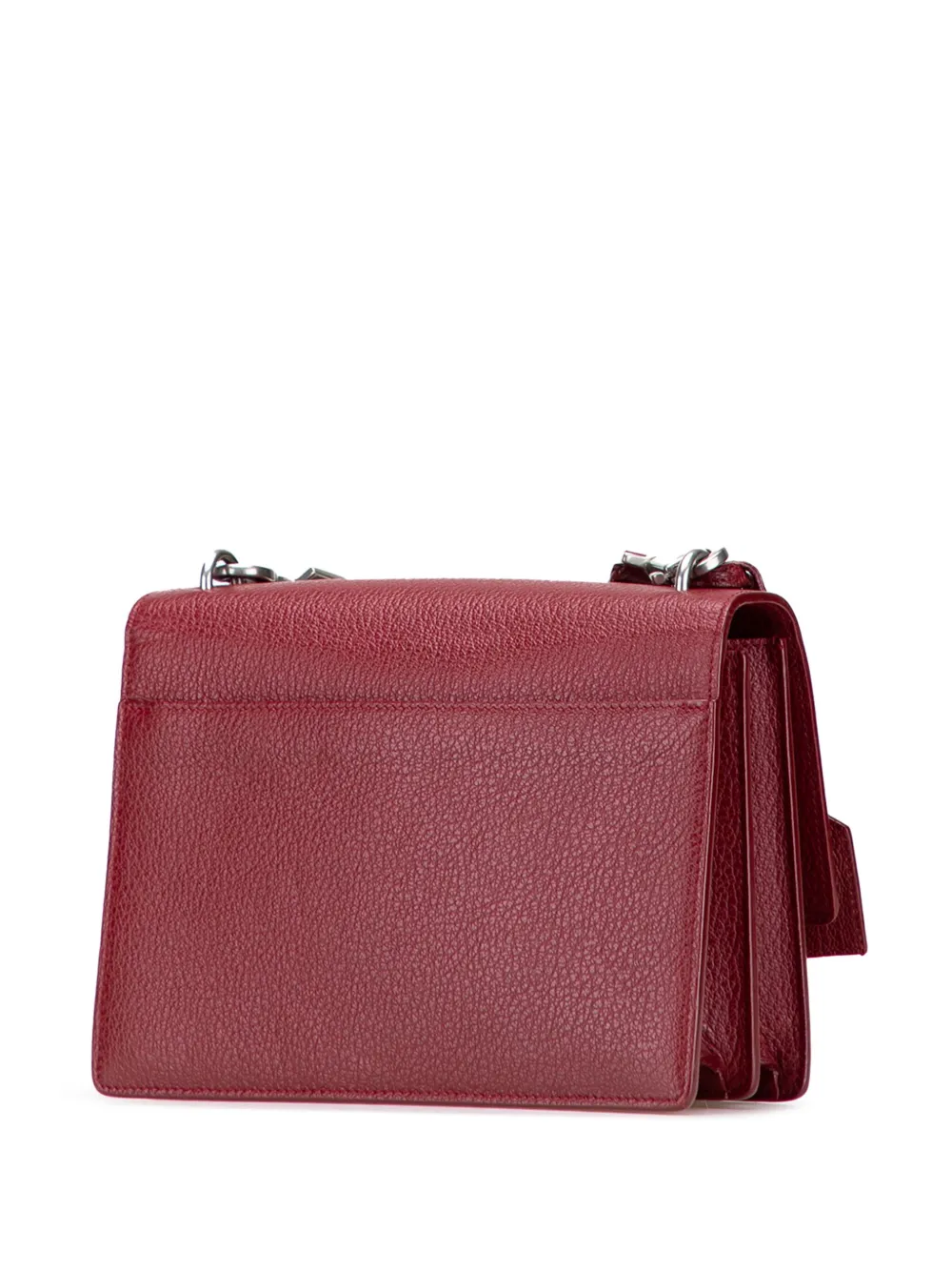 Pre-owned Saint Laurent 2017 Medium Grained Calfskin Monogram Sunset Crossbody Bag In Red