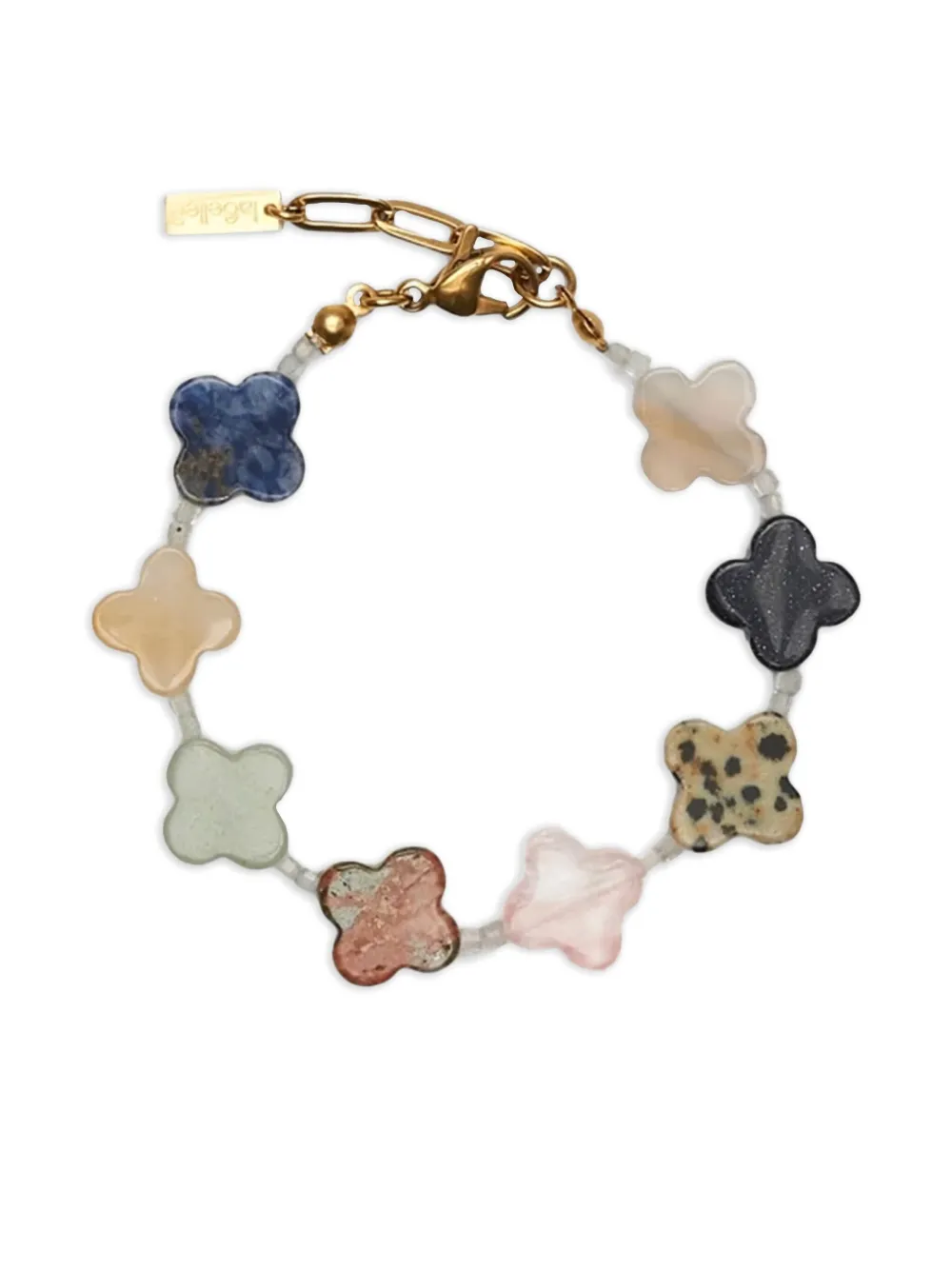 Labelled Jewellery clover-embellished gemstone bracelet | Gold | Image 1