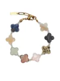 Labelled Jewellery clover-embellished gemstone bracelet - Gold