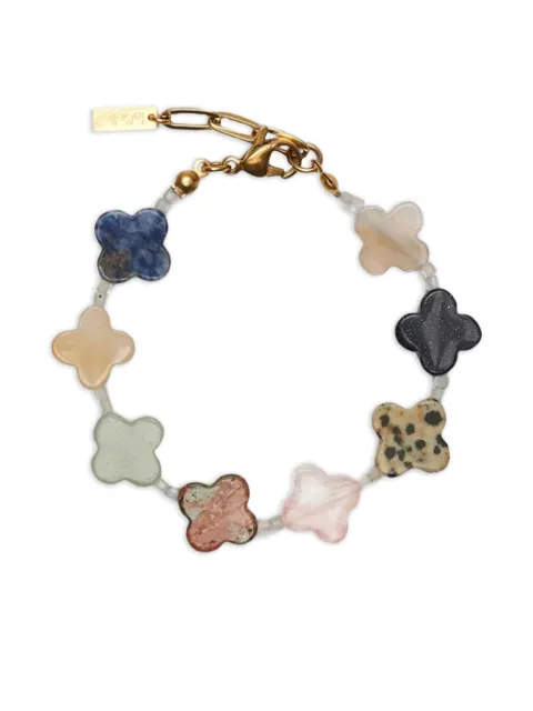 Labelled Jewellery clover-embellished gemstone bracelet