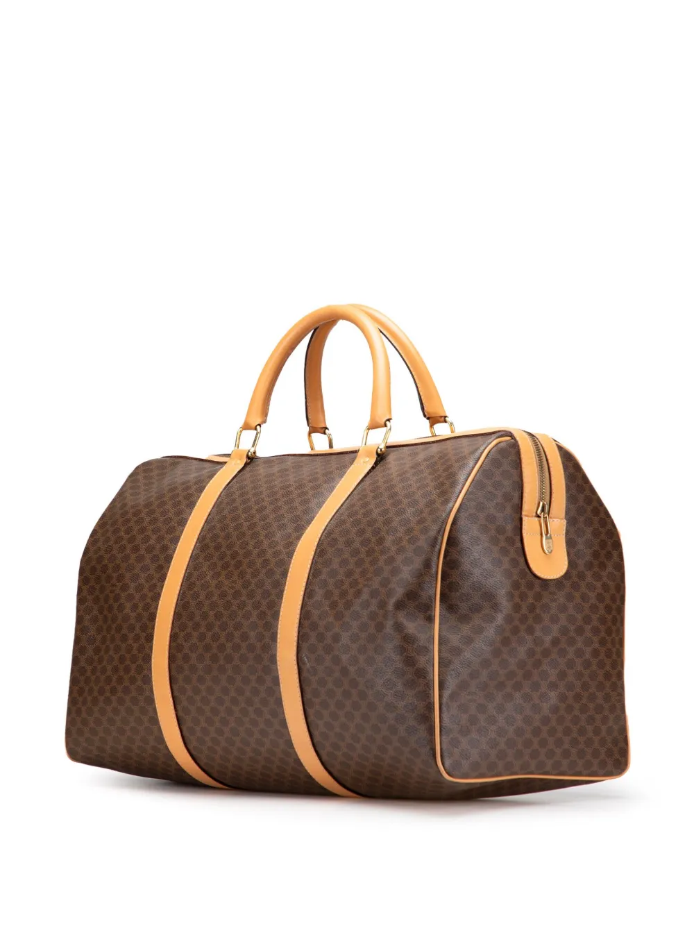Pre-owned Celine 2012 Macadam Coated Canvas Travel Bag In Brown