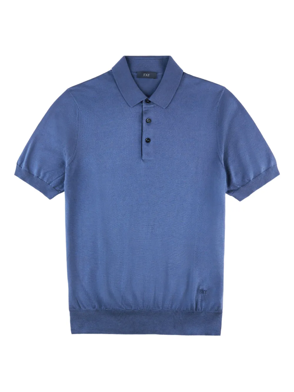 Fay Short-sleeve Knitted Polo Shirt In Blue