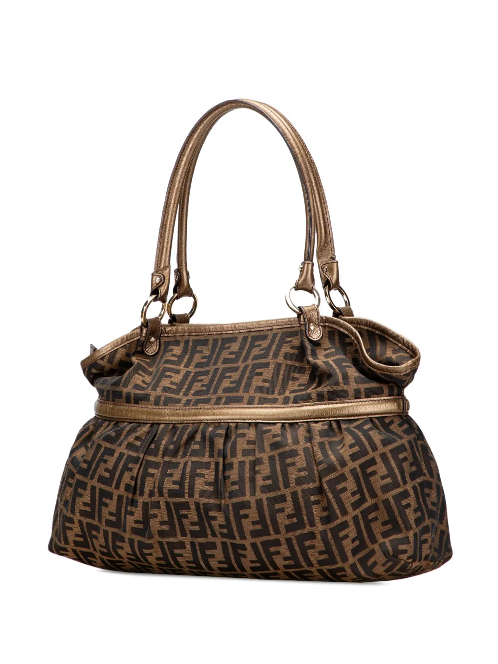 Pre-owned Fendi 2000-2010 Large Zucca Canvas Chef Shoulder Bag In Brown
