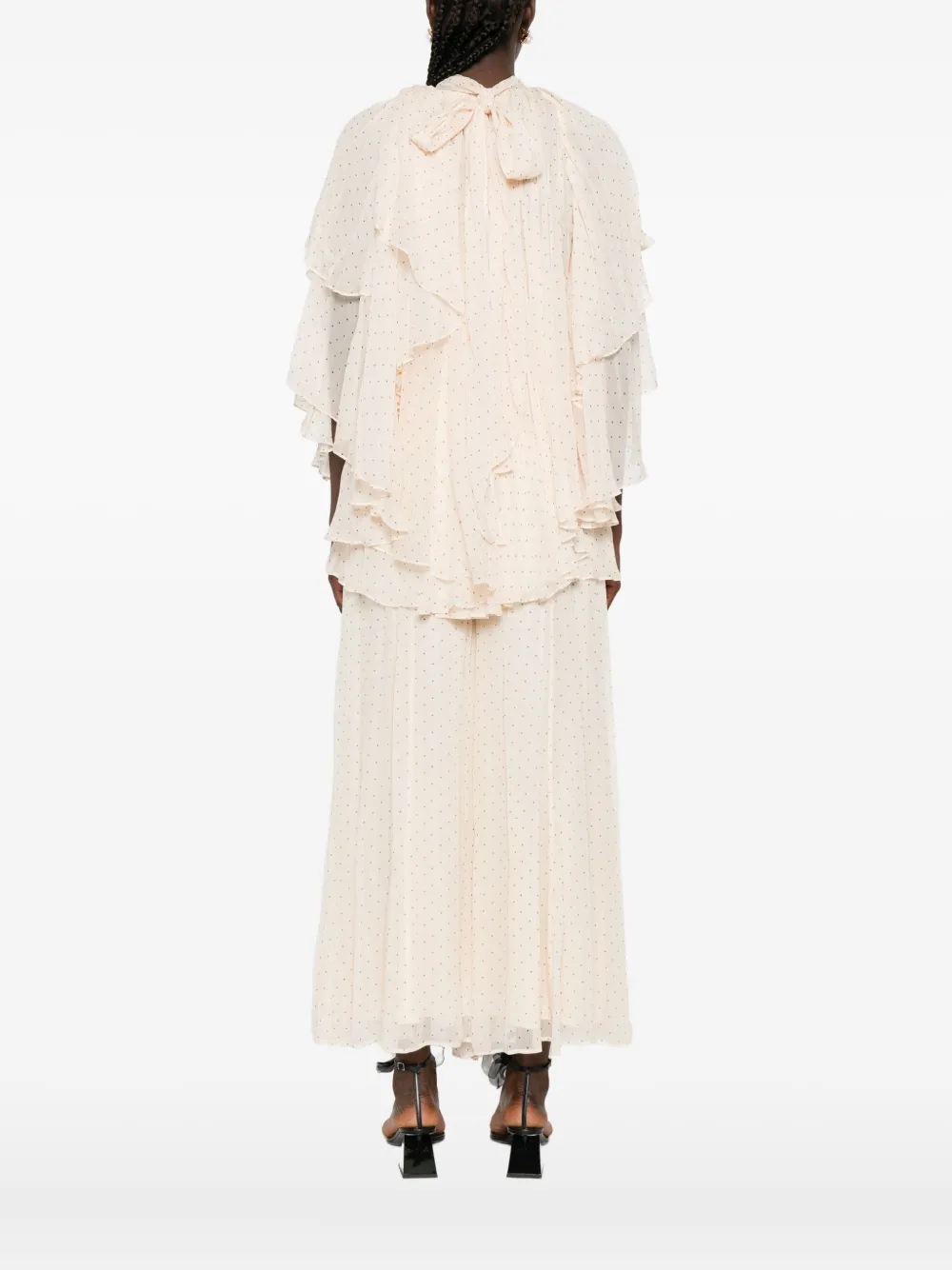ZIMMERMANN pleated polka-dot blouse Beige