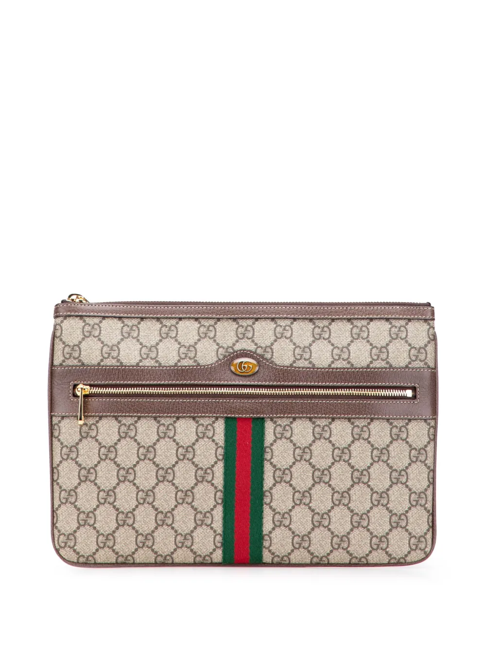 Gucci Pre-Owned 2016-2025 GGスプリーム ウェブ オフィディア クラッチバッグ - ブラウン Gucci Pre-Owned 2016-2025 GGスプリーム ウェブ オフィディア クラッチバッグ - ブラウン
