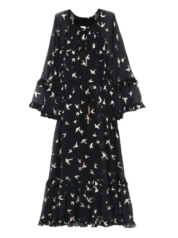 princess polly baby blue dress Zimmermann Sensory Midi Dress Black Velvet Embroidery Lace Runway FW23 Size  0 XS main image 0