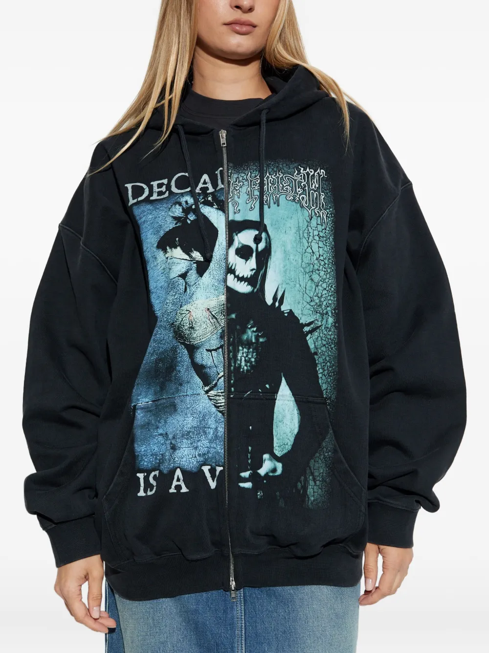 VETEMENTS グラフィック ジップパーカー ブラック.u VETEMENTS グラフィック ジップパーカー | ブラック | FARFETCH JP