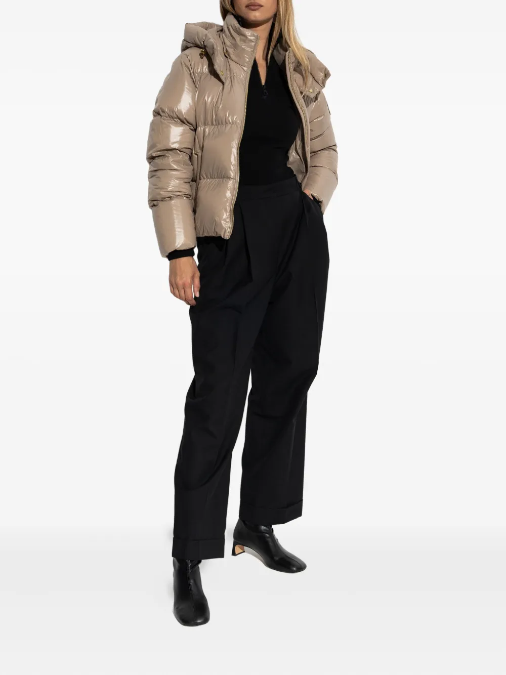 Moose Knuckles Hooded Puffer Jacket In Neutral