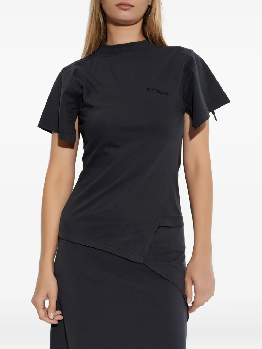 VETEMENTS Asymmetrisch gelaagd T-shirt Zwart