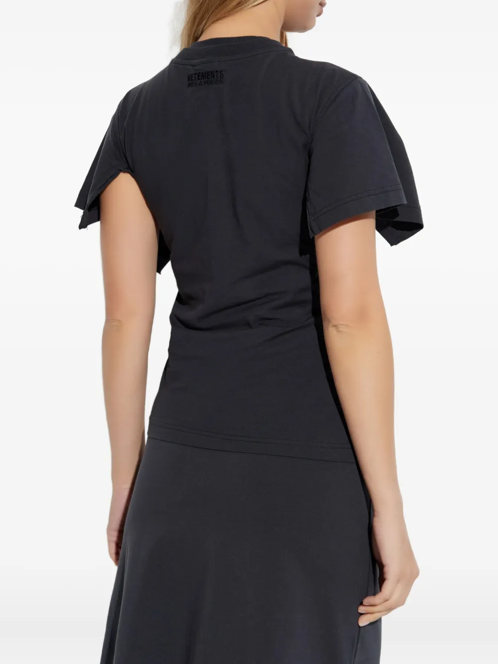 VETEMENTS Asymmetrisch gelaagd T-shirt Zwart