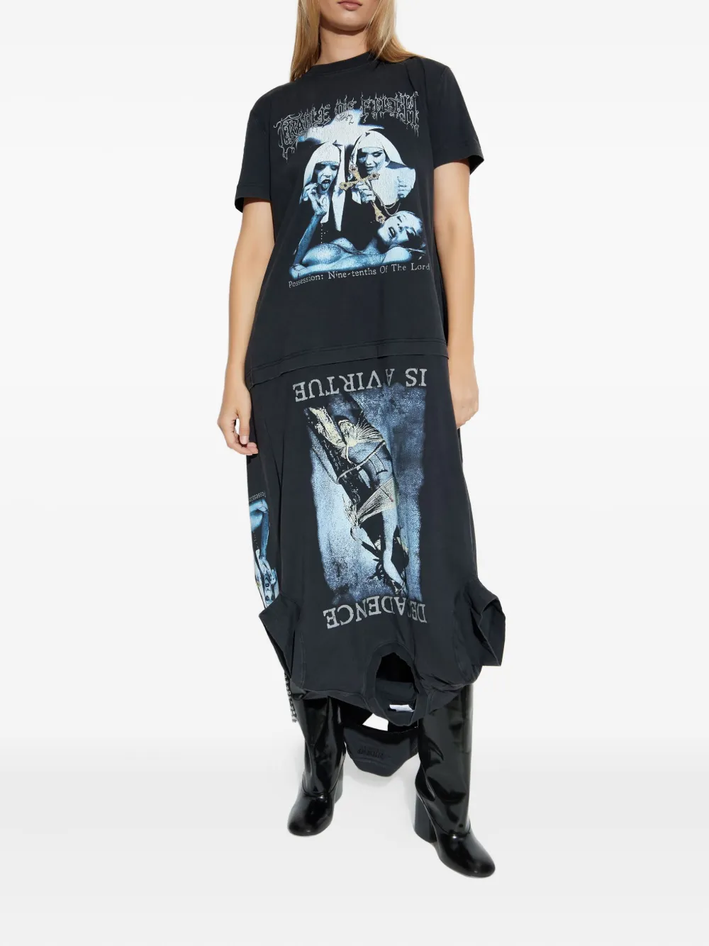 Vetements Black Cradle Of Filth Multi T-shirt Maxi Dress In Black