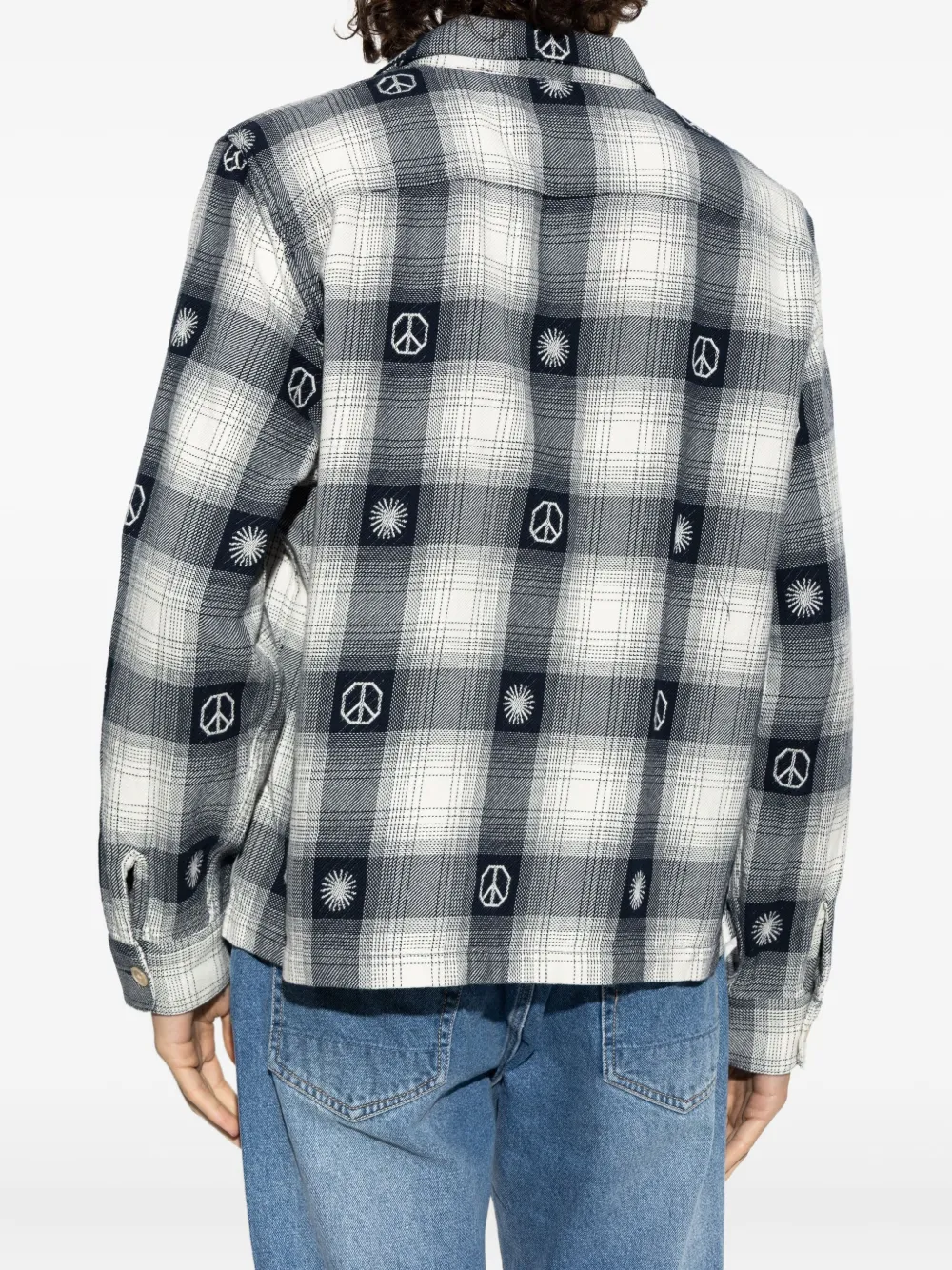 AllSaints Geruit overhemd met vredesteken Blauw